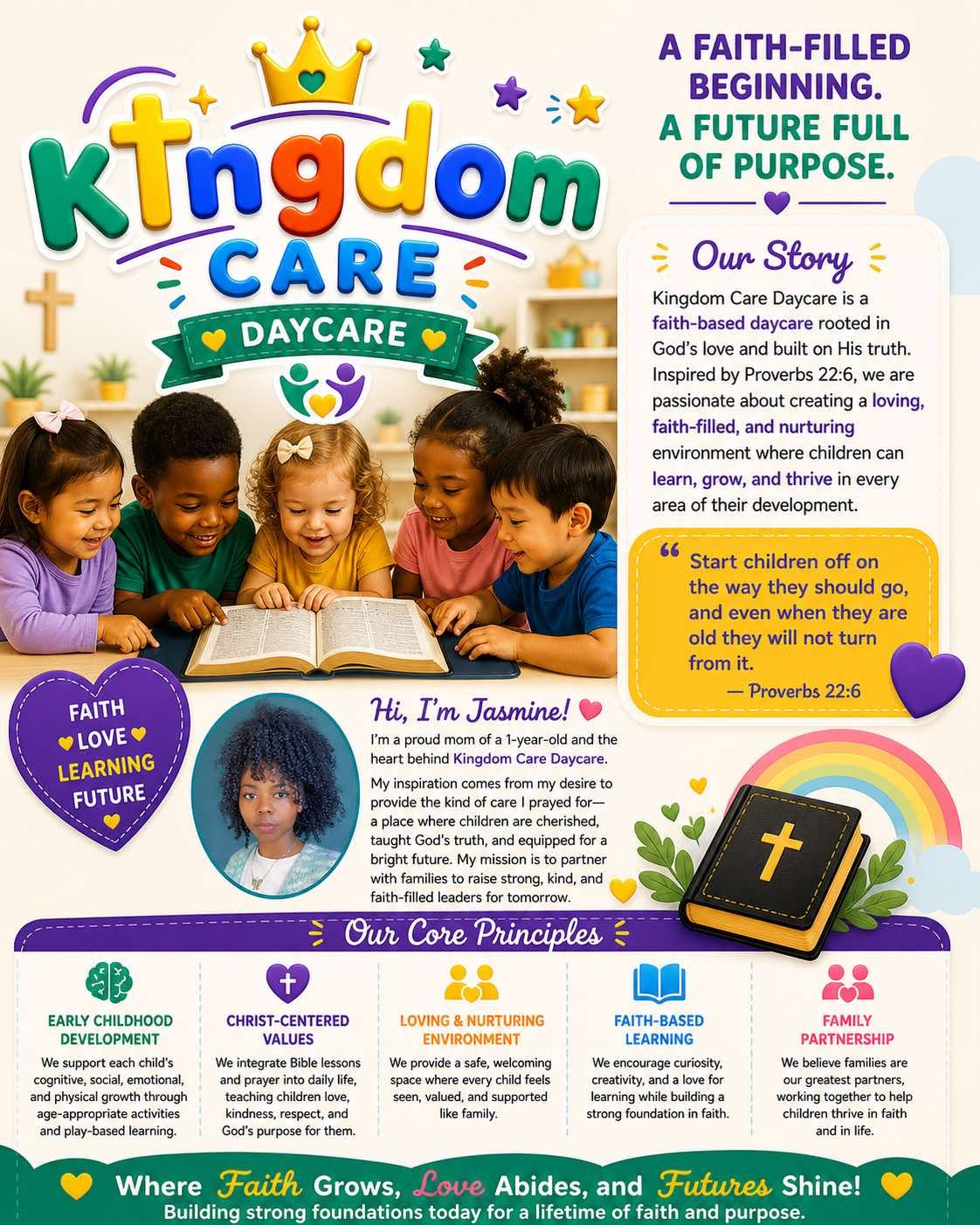 Kingdom Care Daycare information flyer